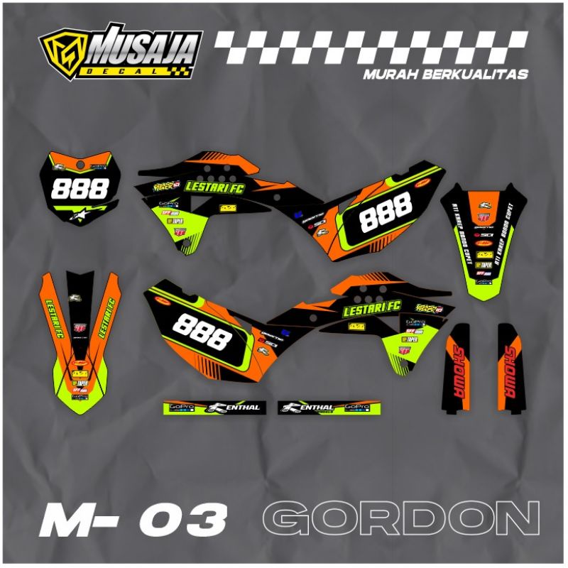 Decal gordon klx full body hitam oren - dekal klx gordon full body hitam oranye