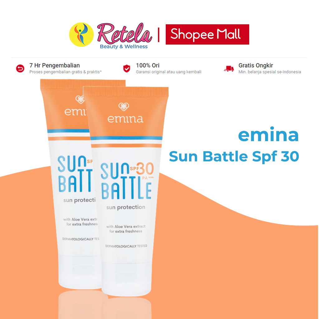 Emina Sun Pro Spf 30 Pa+++ 60Ml 2 Pcs / Emina Sun Battle Spf 30 / Sunblock / Tabir Surya
