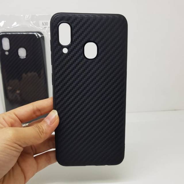 Soft Case Samsung A30 A305 6.4 inchi Black TPU Slim Fiber Carbon Samsung A20 A205 Casing Samsung A30