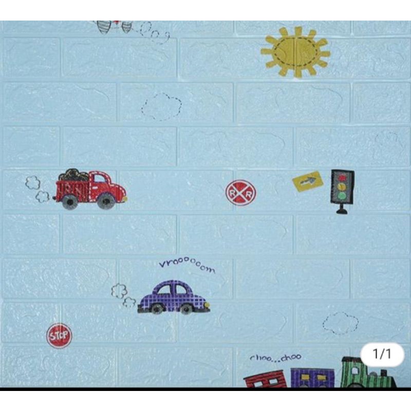 wallpaper 3d foam anak motif car