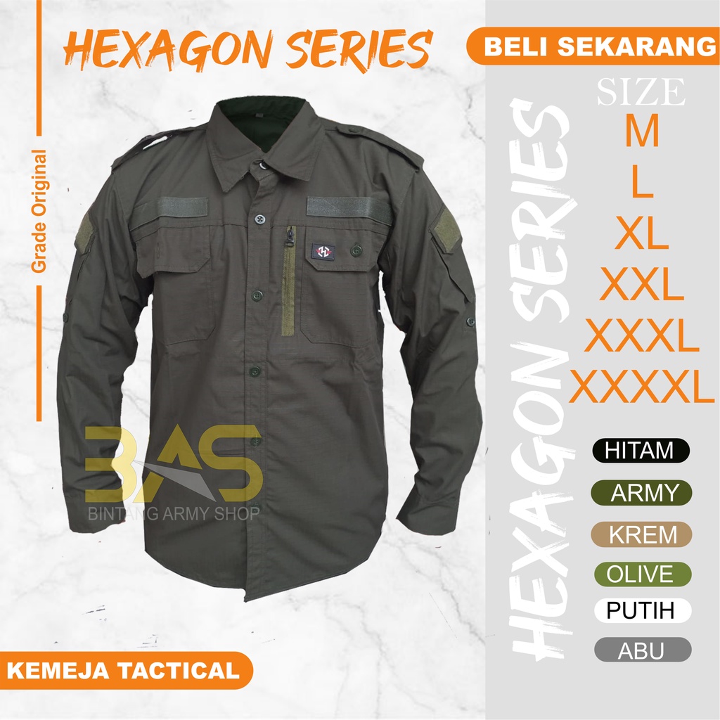 Kemeja Tactical Hexagon Lengan Panjang Lapangan Outdoor