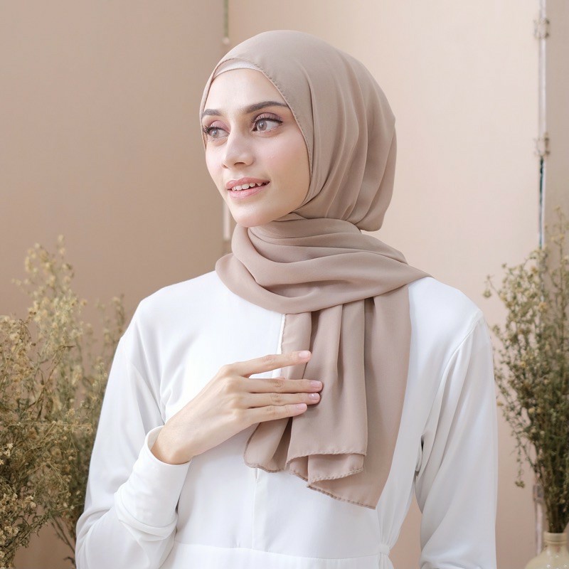 (BISA COD) PASHMINA DIAMOND 180X75 PREMIUM NISSA SABYAN-Coconut