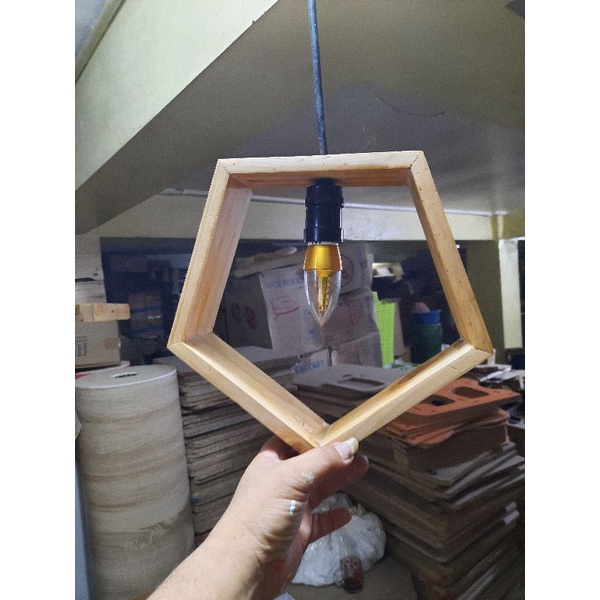 Lampu Gantung Kayu Jati Belanda Fitting dan Lampu