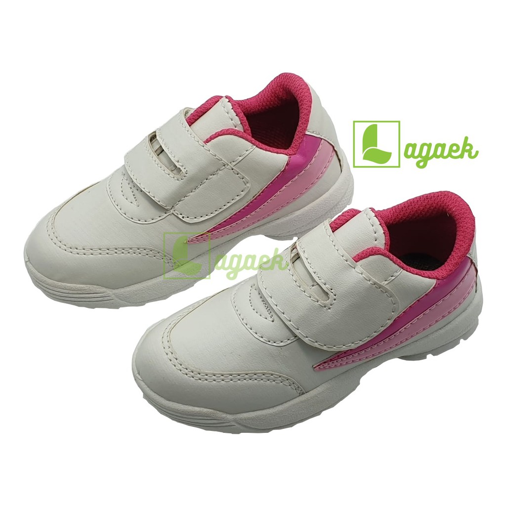 Sepatu Anak Perempuan Usia 3 4 5 Tahun PUTIH FANTA Sporty Size 26 - 30 - Sepatu Anak Cewek Putih Alas Karet Anti LIcin