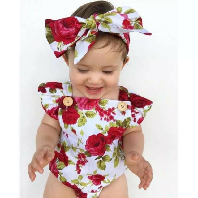 Jumper + Bandana Bahan katun import  jumper baby baju bayi lucu