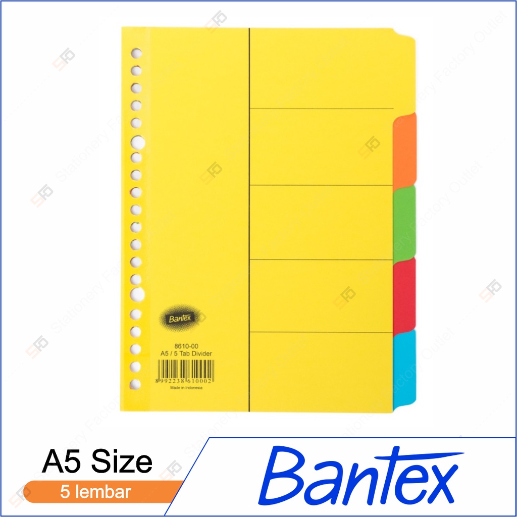 

Divider Index Bantex A5 1-5 - Carton Cardboard Loose Leaf 8610 - SFO Semarang Official
