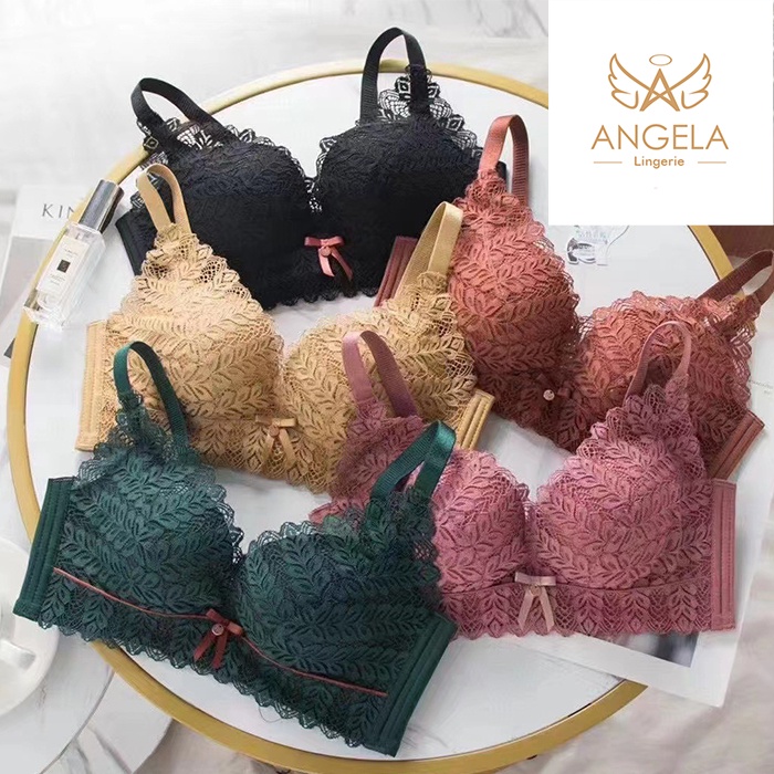 ANGELA PREMIUM JAPAN Bra BH Push Up Set Tanpa Kawat Celana Dalam Wanita Bikini Sport Beha Lingerie Korea Fashion Bralette Remaja Perempuan Sexy Pakaian Dalam COD Renang Motif Cewek Pita Bunga Murah Maria Jumbo