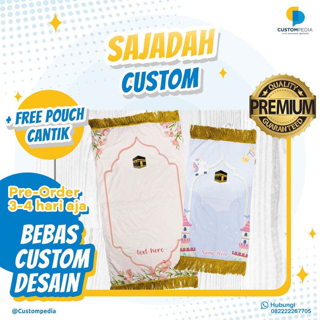 TERLARIS SAJADAH CUSTOM / KADO UNIK / HADIAH / WISUDA ULANGTAHUN WEDDING NIKAH