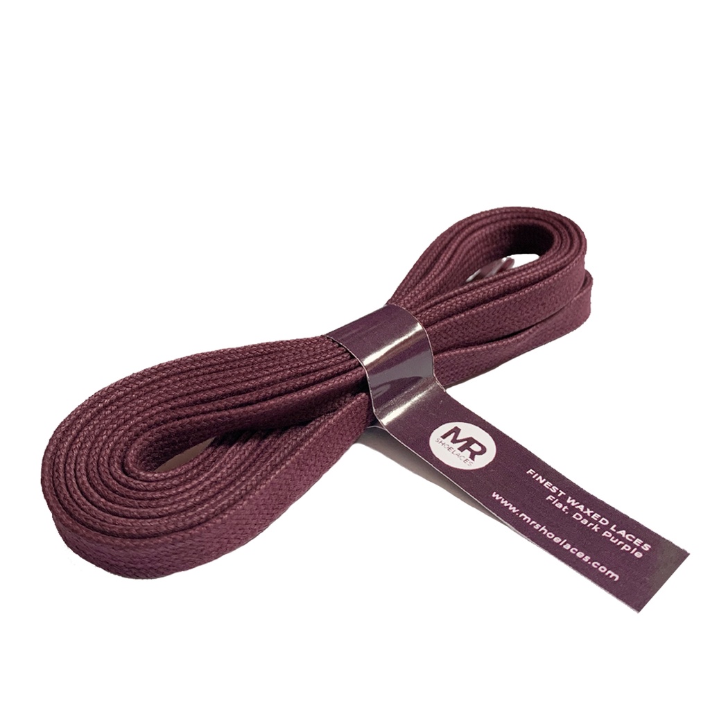 MR Shoelaces FE06 Dark Purple (Ungu Tua) - Tali Sepatu Lilin 8mm Gepeng Flat Pipih (Waxed Laces) 90cm 100cm 120cm 150cm 200cm - untuk Sneakers - Premium Shoelace