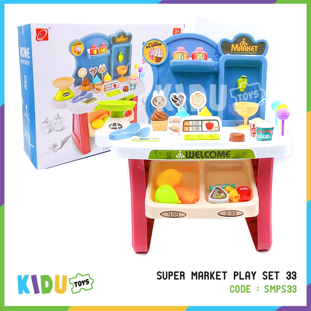 Mainan Mini Market Super Market Kasir Pasar Super Market Play Set 33 Kidu Toys