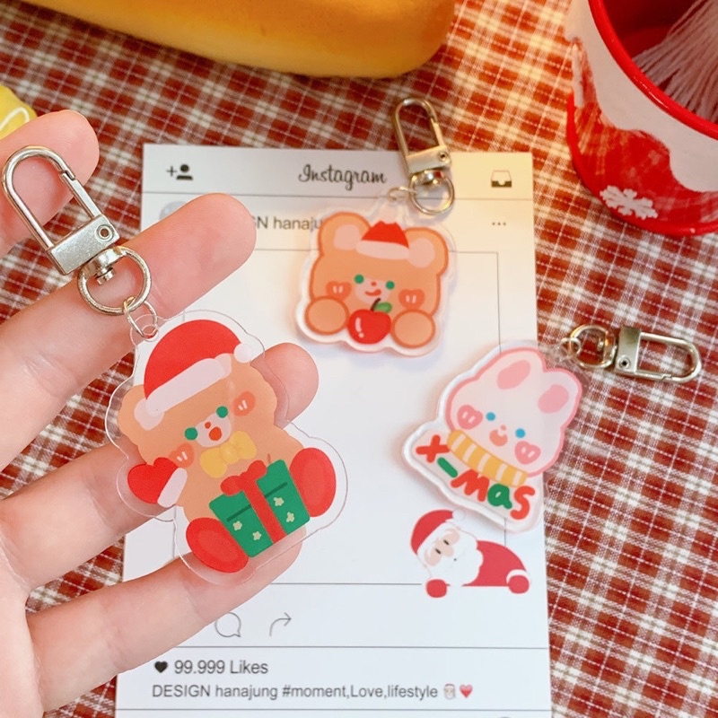 GANTUNGAN KUNCI PREMIUM BENTUK KARTUN BERUANG KELINCI / KEY CHAIN ACYRLIC CHRISTMAS EDITION / GANTUNGAN KEY CHAIN MURAH LUCU / SURPRICE GANTUNGAN KUNCI KARAKTER HEWAN LUCU / RABBIT BEAR CAT CUTE KEYCHAIN / AKSESORIS WANITA PELAJAR / LIONTIN / NATAL