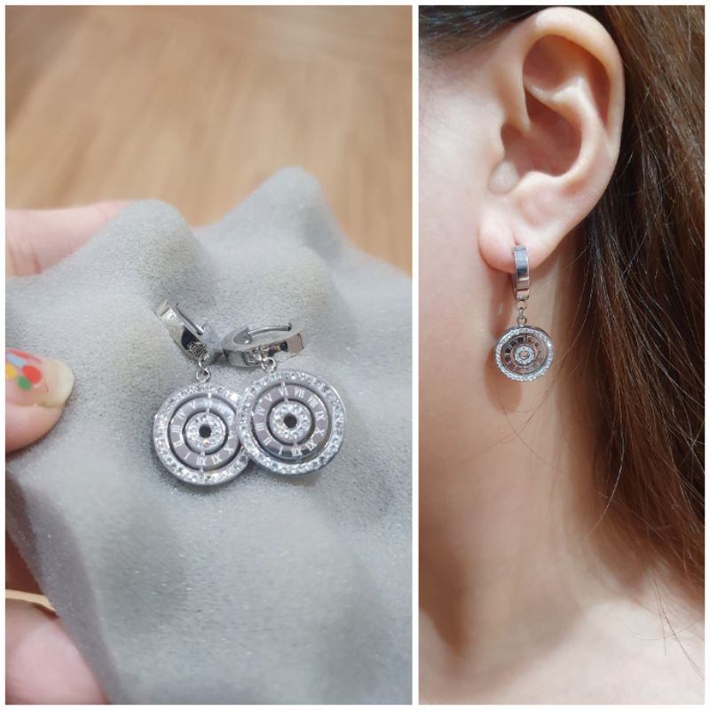 Anting Titanium stainless steel asli Bvl Silver earring premium Quality Anti karat anti alergi att09