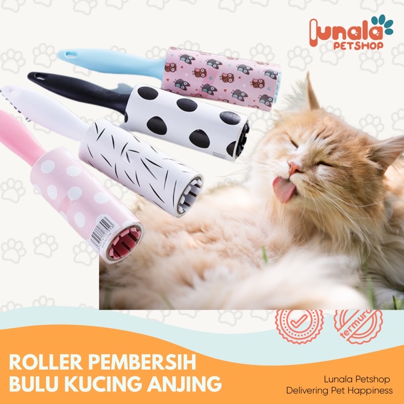Lint Roller Pembersih Bulu Anabul Kucing Anjing Kitten Pada Kain Pakaian Baju Sofa Kasur Sprei
