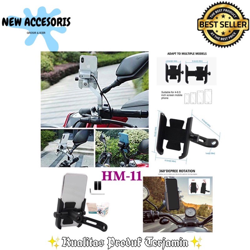 HOLDER HP MOTOR SPION/STANG HM-11/HM-12 PHONE HOLDER SEPEDA MOTOR