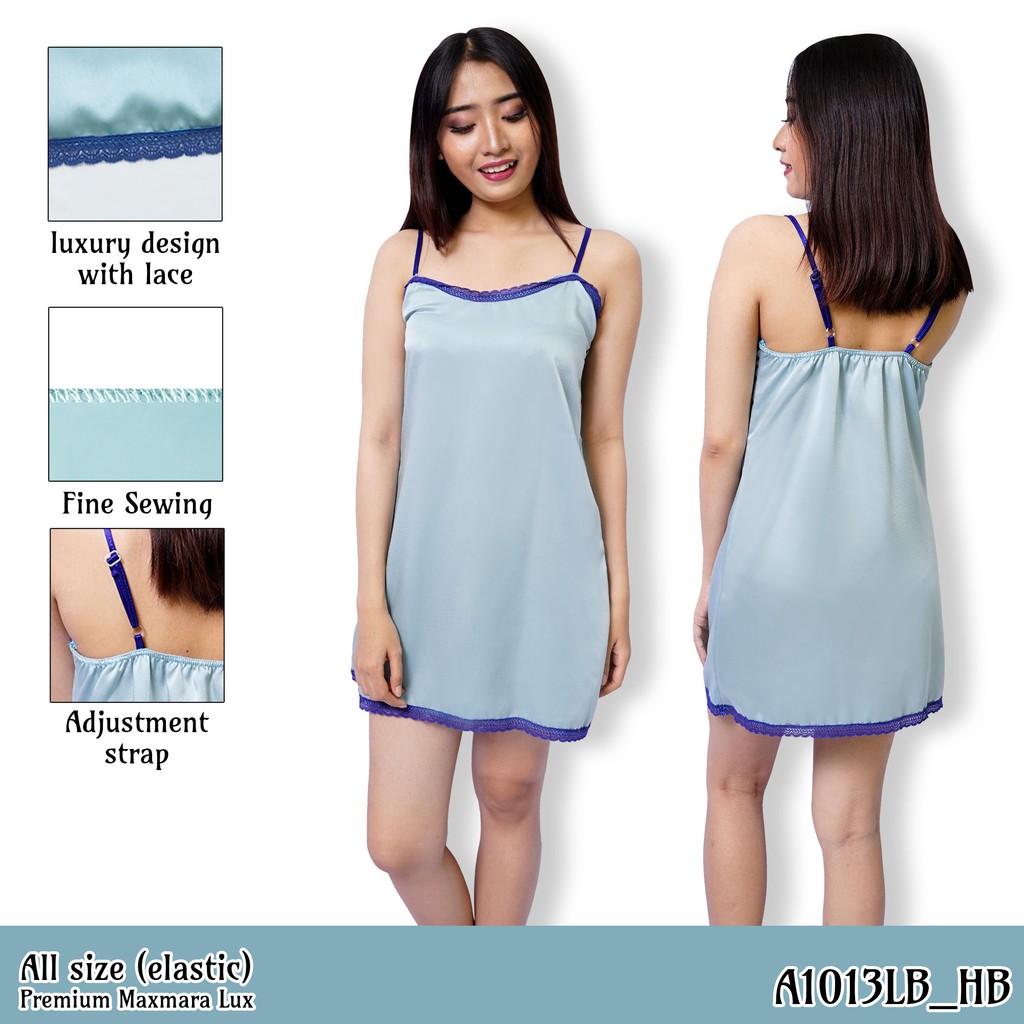 FOLVA premium tanktop dress baju rumah maxmara A1013LB biru all size