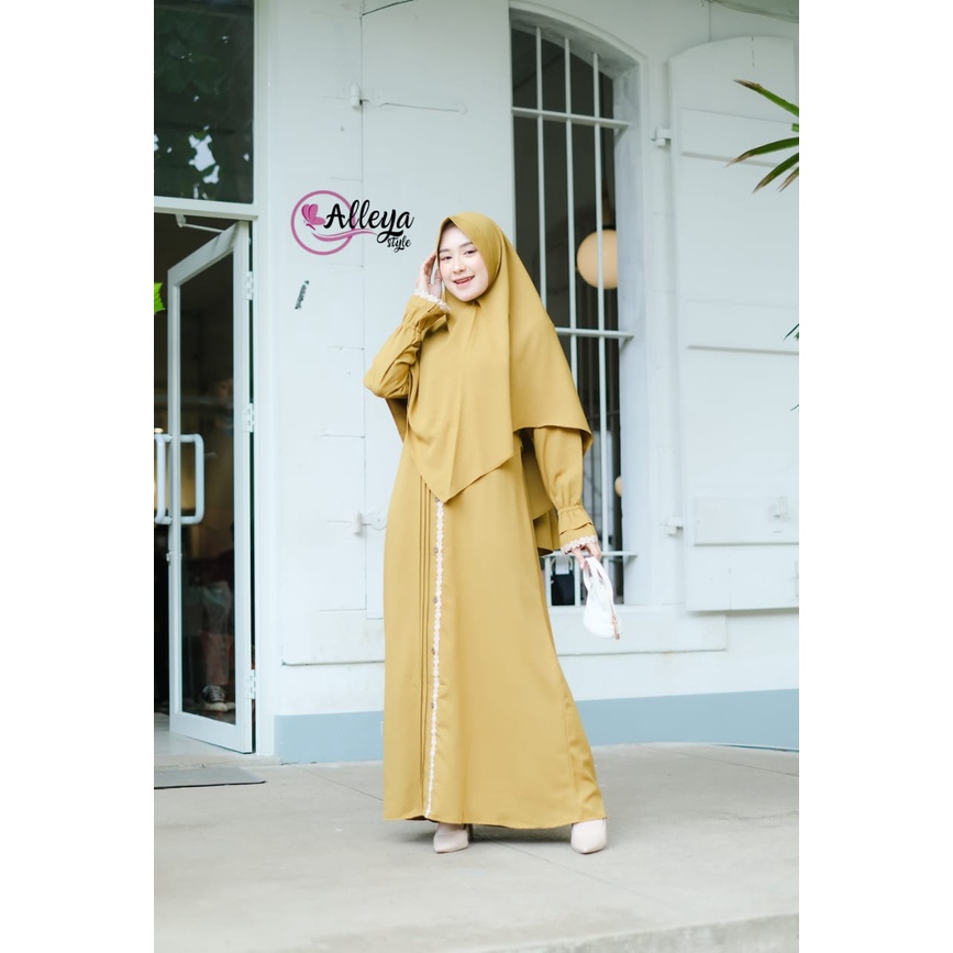 GAMIS NAURA syari set Khimar ORI JR terbaru size standar jumbo wanita Itycrepe Premium Original past