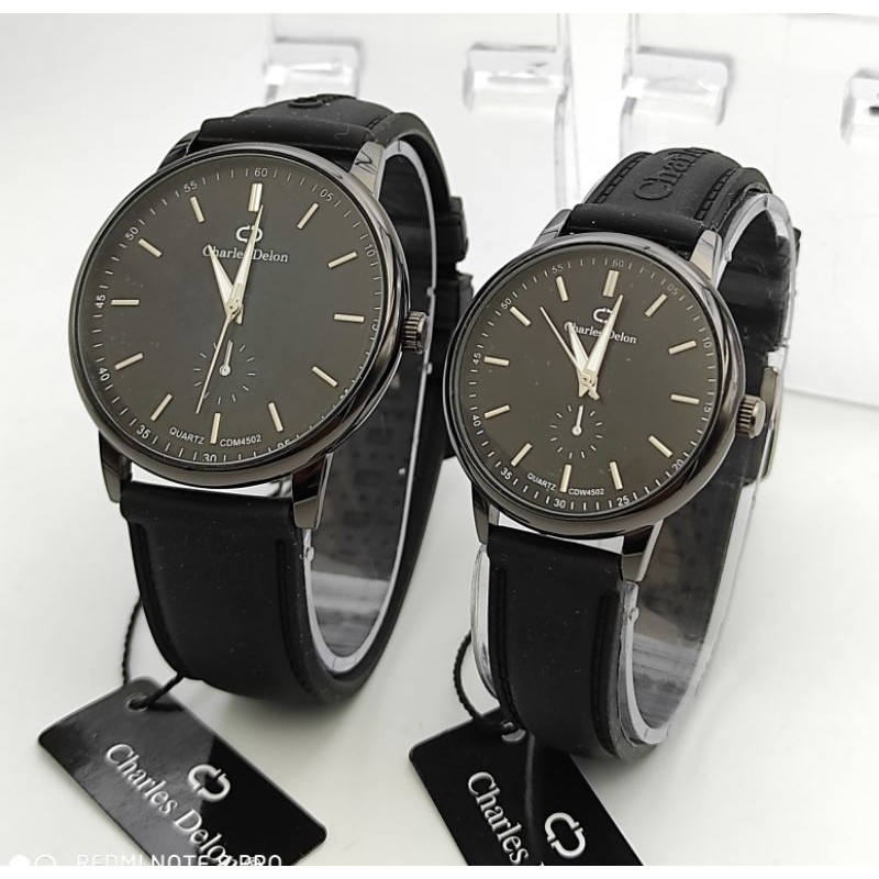 TERMURAH JAM TANGAN COUPLE COWOK CEWEK CHARLES DELON ORIGINAL SECOND WATER RESIST