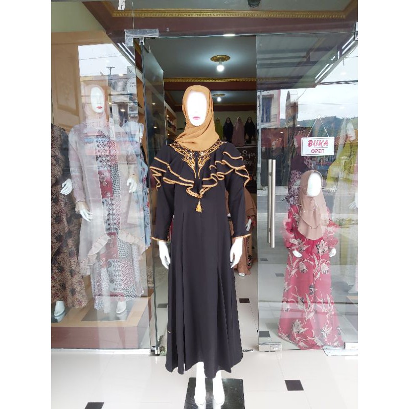 Abaya Hikmat Kode A6464 Colour Balck & Brown & Maroon