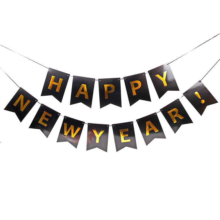 Banner Bunting Desain Happy New Year Untuk Dekorasi Pesta