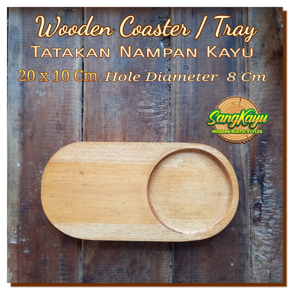 Wooden Coaster - tray 20 x 10cm tatakan cangkir kopi nampan saji kayu