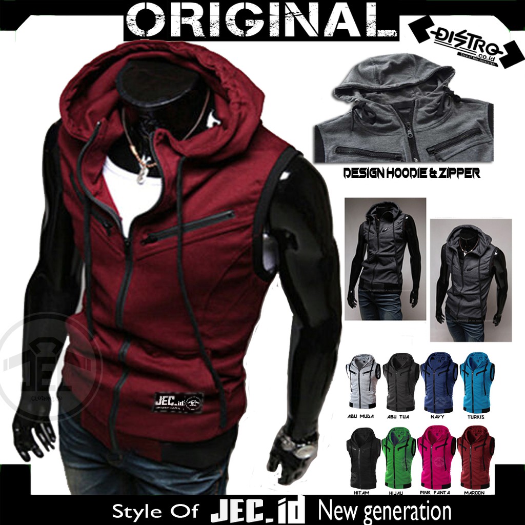 JEC Jaket Rompi Hoodie Tebal Vest Sporty Style Full Premium Distro | Switer Zipper