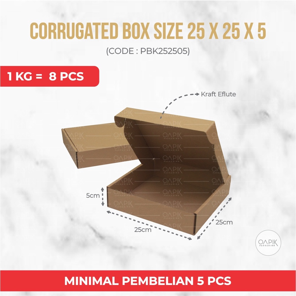 Jual Corrugated Box 25x25x5, Kemasan Makanan, Packaging Makanan, Box