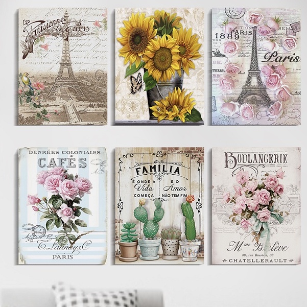 Hiasan dinding Vintage Dekorasi Rumah Poster EIFFEL Hiasan Kamar Pajangan PARIS