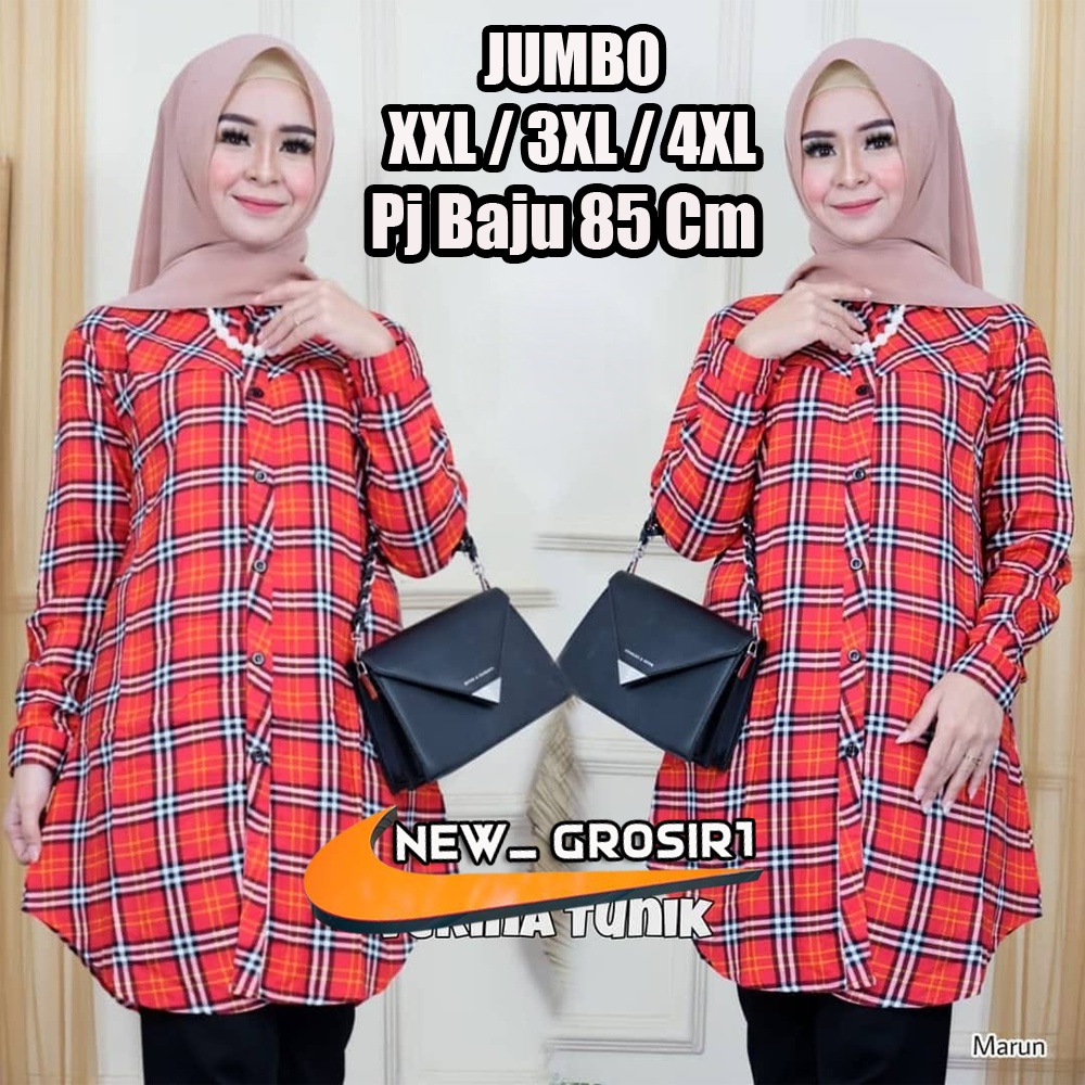 TUNIK KEMEJA BURBERRY JUMBO XXXXL XXXL / ATASAN BLUEBERRY LD120 KEKINIAN