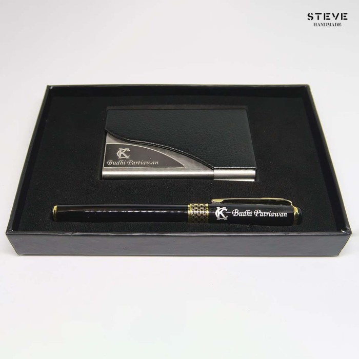 Gift Set Corporate Pen Name Card holder Tempat kartu Nama Souvenir