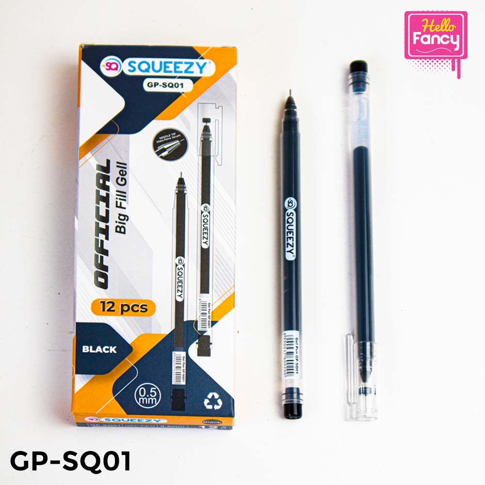 

Gel Pen Pulpen Pena Squeezy Gel 0.5 MM 1 Pak isi 12 Pcs