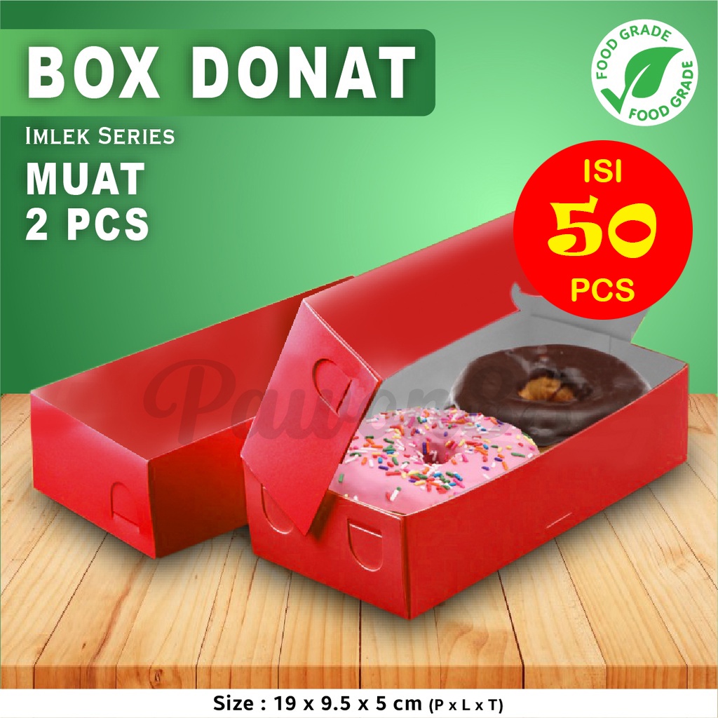 

Box DONAT - Dus Donat - Kotak Donat - MERAH - ISI 2 (50 PCS)