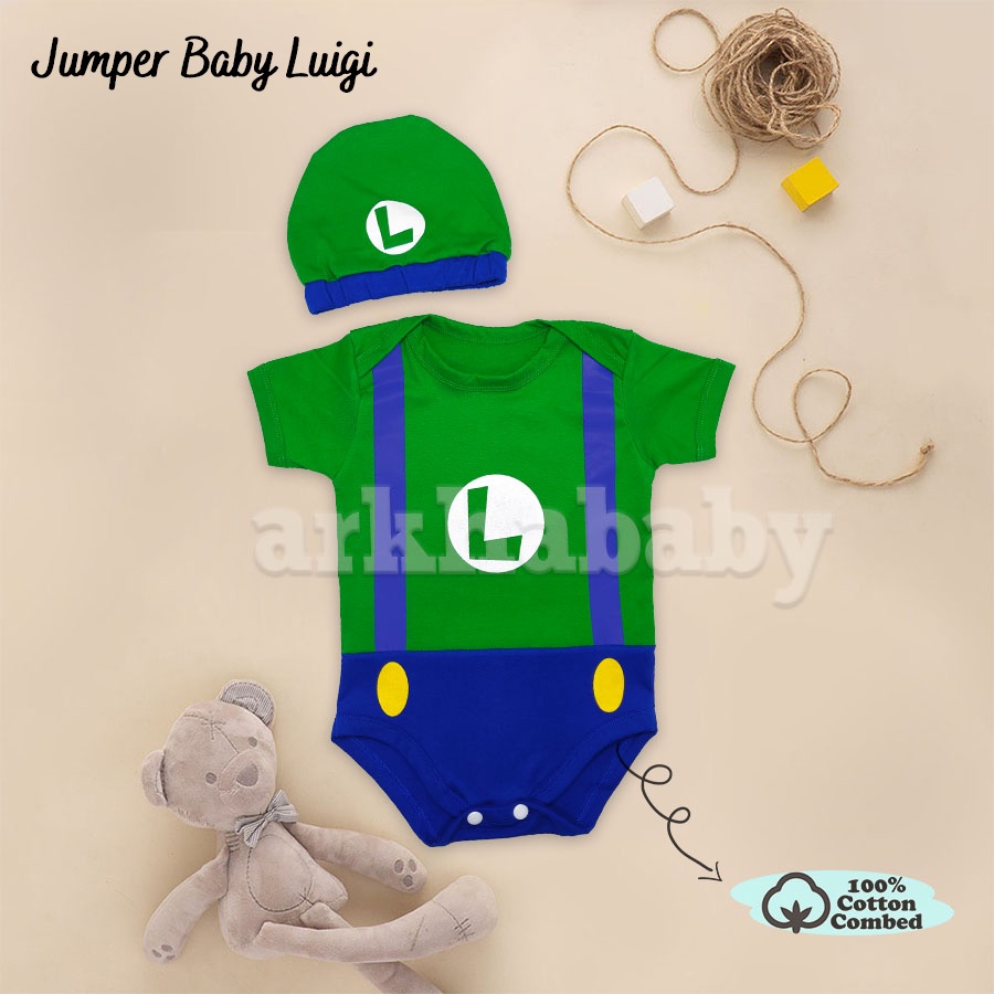 BAJU BAYI  KOSTUM BAYI JUMPER BAYI KARAKTER MARIO/ JUMPSUT BABY/ BAHAN KATUN