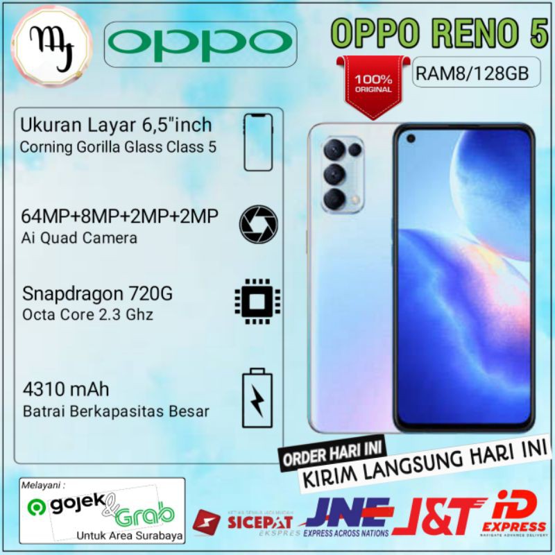 OPPO RENO 5 Ram8/128GB Garansi Resmi 100% Service Center OPPO SELURUH INDONESIA