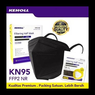 Masker Kn95 Kn 95 Black Hitam Premium 5Ply 5 Ply Earloop Keholl 1 Pcs