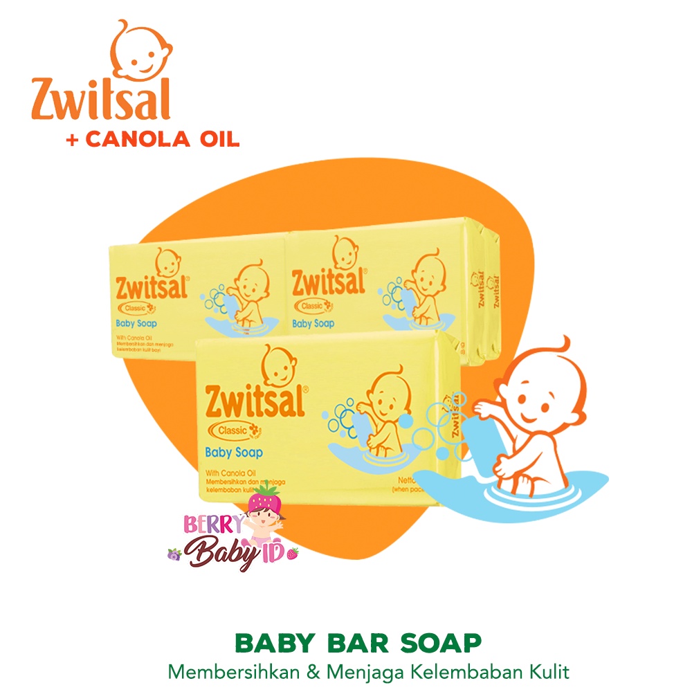 Zwitsal Baby Bar Soap Classic With Canola Oil Sabun Batang Bayi 70 gr Berry Mart