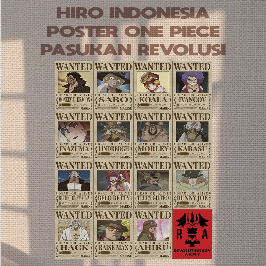 [ISI 16PCS] Poster Anime One Piece Buronan Bounty Mugiwara Crew Terbaru  Kapal Thousand Sunny Go-16PCS | OPxRevolusi