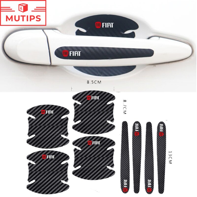 4 / 8pcs Stiker Pelindung Handle Pintu Mobil Bahan Carbon Fiber Untuk Fiat Uno Toro 500 Bravo Punto Palio Argo Stilo Strada Mobi