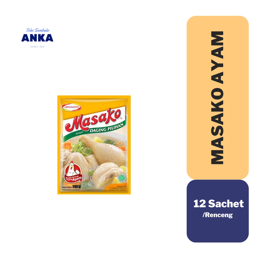 

Masako Penyedap Makanan Rasa Ayam 12Pcs x 8 gr