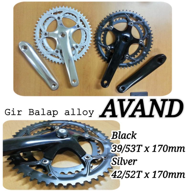 crank crankset gir gear 2 speed sepeda balap roadbike minivelo alloy