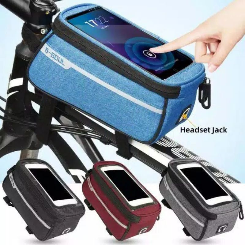 tas sepeda b-soul frame depan anti air hp smartphone tas hp frame waterproof