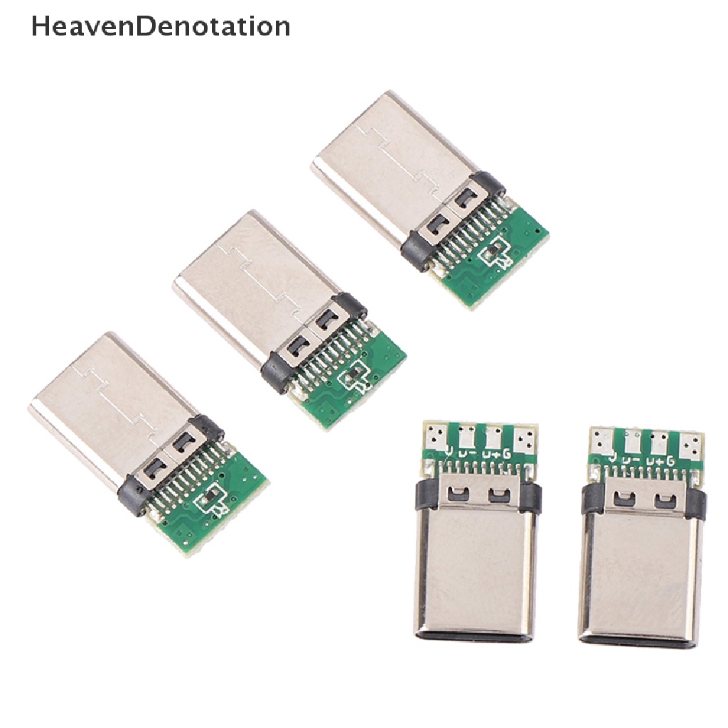 [HeavenDenotation] 5Pcs USB 3.1 Type C Male DIY Solder Plug Connector Socket Attached PC Board