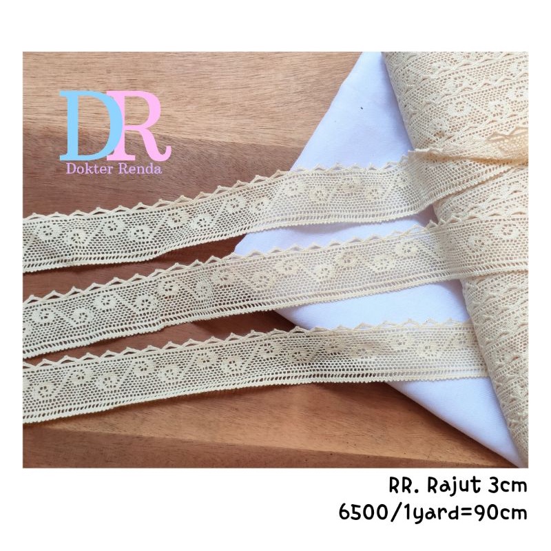 renda rajut 3cm cream