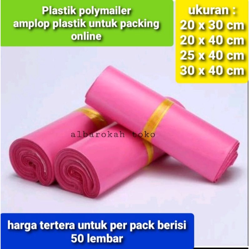 Plastik POLYMAILER premium warna pink, putih dan hitam / amplop plastik untuk packing paket online