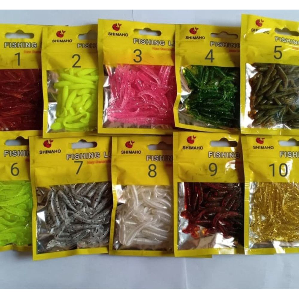 Order Langsung SHIMANO soft lure isi 50pcs panjang 5cm umpan soft cacing terbaik