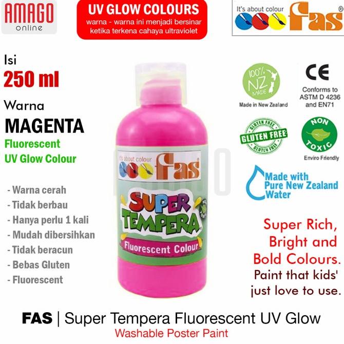 

Cat Fas Super Tempera Fluorescent Uv Glow Paint - 250 Ml - Magenta