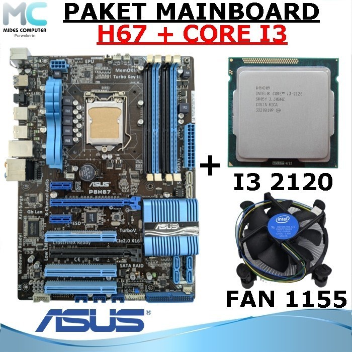 Paket Mobo LGA 1155 H67 Processor Core I3 Sandy Bridge Dan Fan