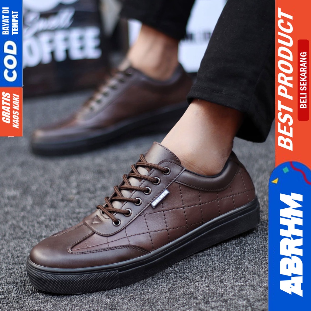 ABRHM X PEDRO Sepatu Casual Formal Sneakers Pria Kasual Formal Kerja Kantor Black Brown Pantofel Kulit Pu