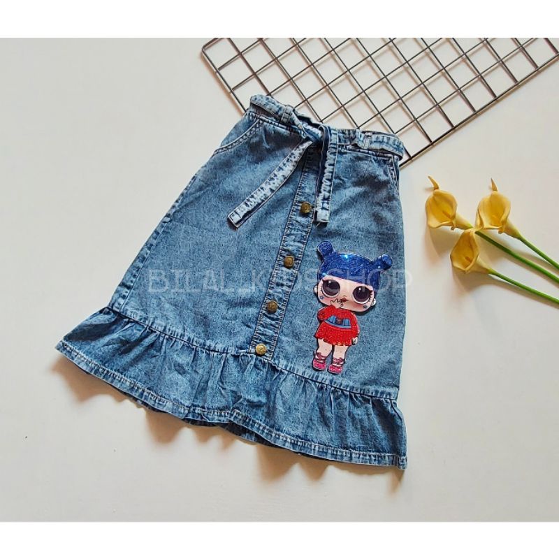 ROK JEANS ANAK PEREMPUAN / ROK REMPEL ANAK