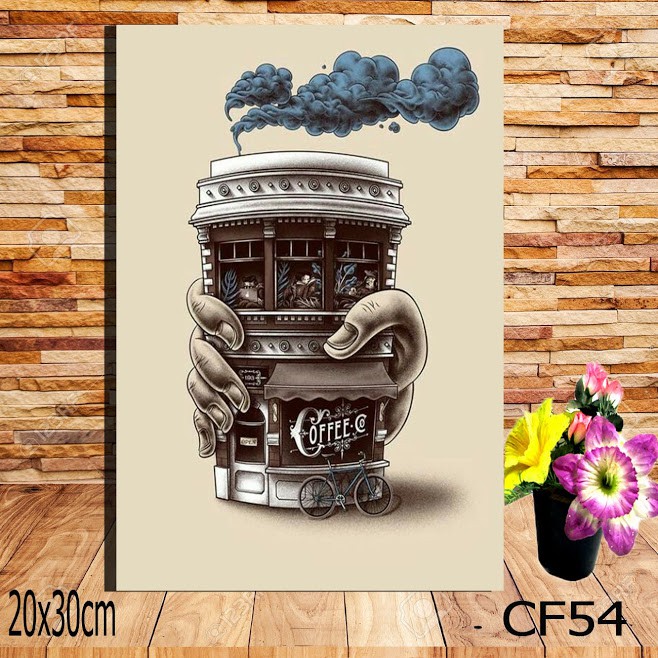 Hiasan Dinding Kamar Cowok Terbuat  Dari Kayu Vintage Dan Poster Dinding Kategori Cafe dan Cofee