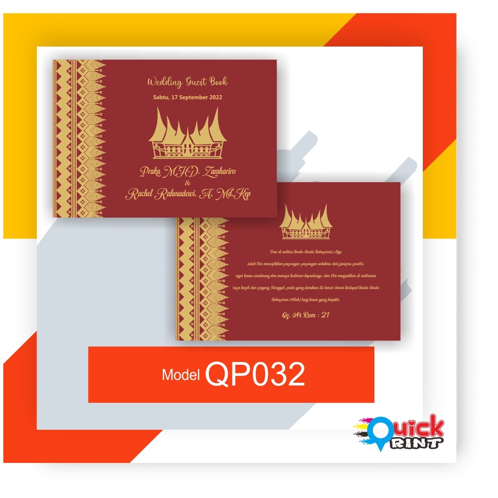 Custom Guest Book / Buku Tamu Pernikahan Motif Adat Minang/Padang / Buku Tamu Undangan MODEL QP032